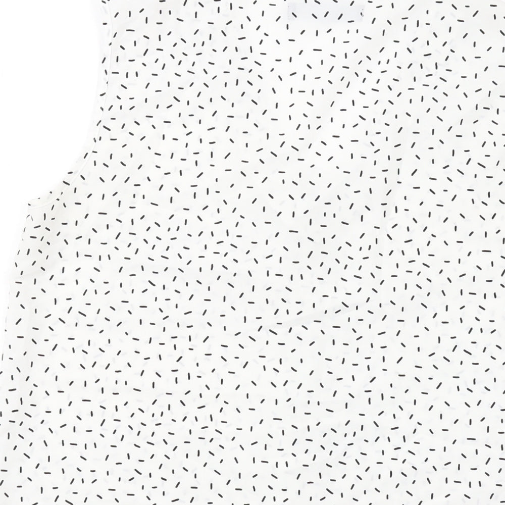 Marks and Spencer Womens White Geometric Polyester Basic Tank Size 8 V-Neck