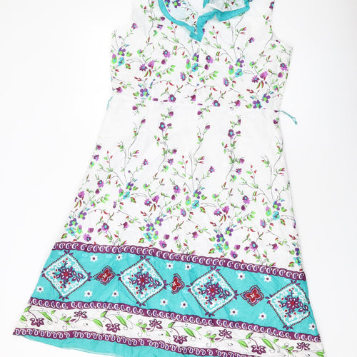 Klass Womens Multicoloured Geometric Polyester A-Line Size 12 V-Neck Zip