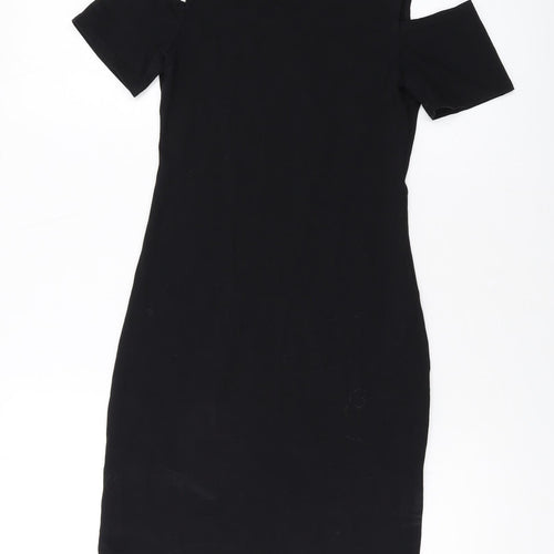 New Look Womens Black Cotton Mini Size 10 Round Neck Pullover