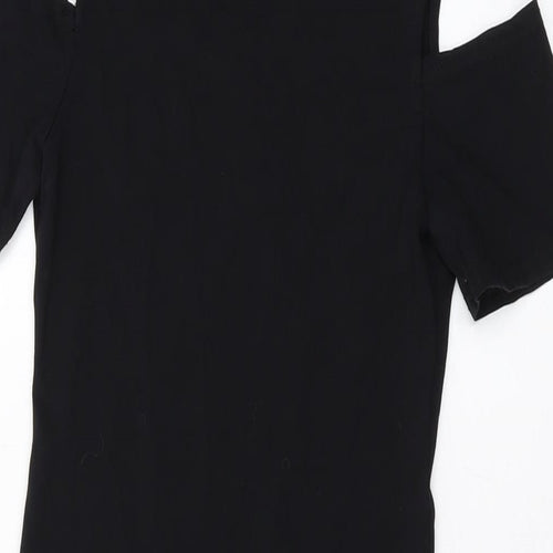 New Look Womens Black Cotton Mini Size 10 Round Neck Pullover
