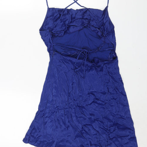 Zara Womens Blue Viscose Mini Size S Square Neck Tie