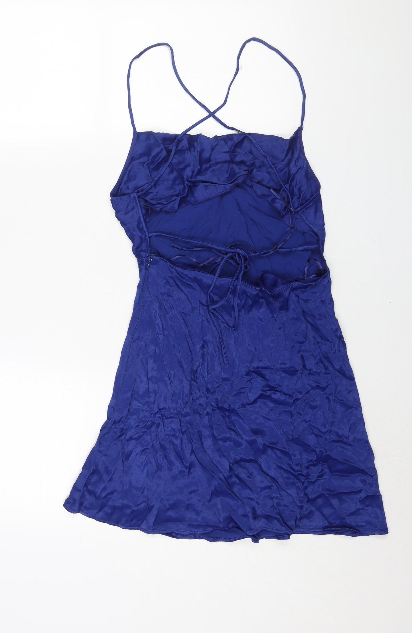 Zara Womens Blue Viscose Mini Size S Square Neck Tie