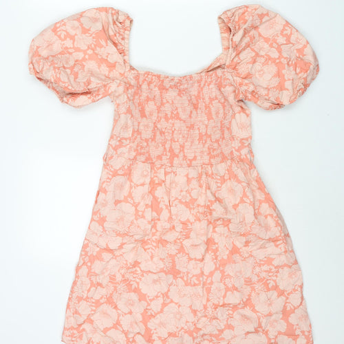 dusk Womens Pink Floral Cotton A-Line Size 8 Sweetheart Snap