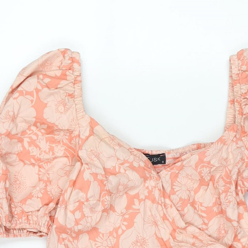 dusk Womens Pink Floral Cotton A-Line Size 8 Sweetheart Snap