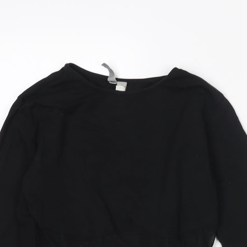 ASOS Womens Black Polyester Cropped Blouse Size 8 Round Neck - Corset Style Mesh Panel
