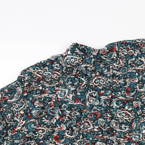 Marks and Spencer Womens Multicoloured Geometric Viscose Basic Button-Up Size 12 Collared