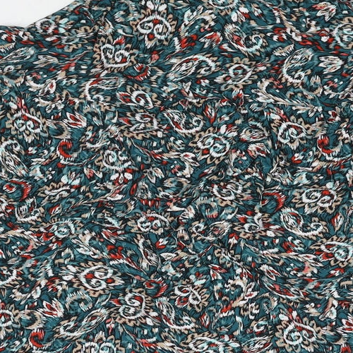 Marks and Spencer Womens Multicoloured Geometric Viscose Basic Button-Up Size 12 Collared