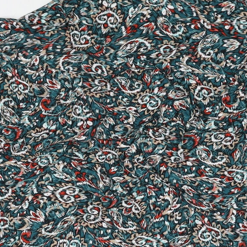 Marks and Spencer Womens Multicoloured Geometric Viscose Basic Button-Up Size 12 Collared