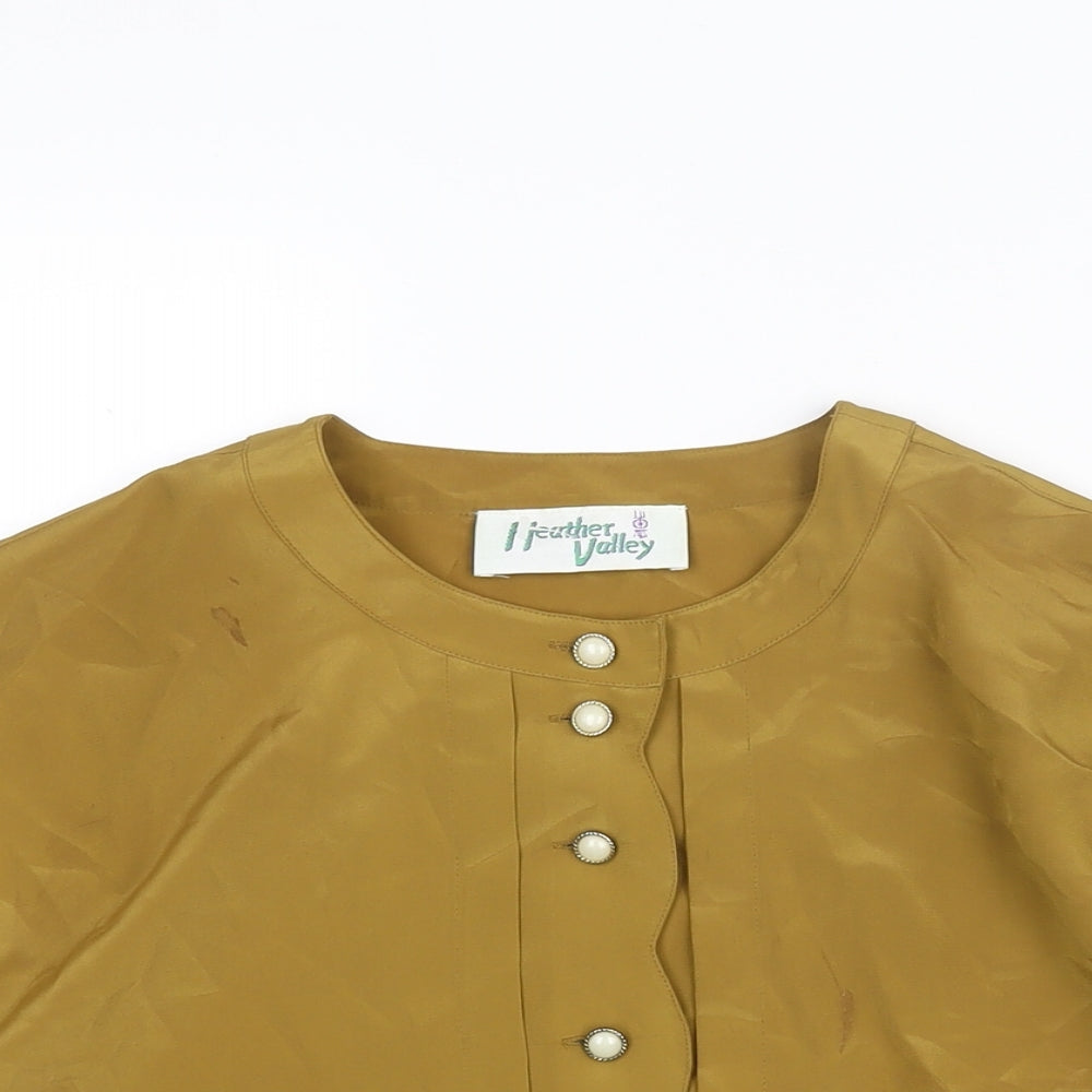 Heather Valley Womens Beige Polyester Basic Blouse Size 16 Round Neck - Vintage