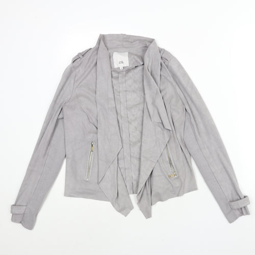 River Island Womens Grey Jacket Size 10 - Waterfall Front