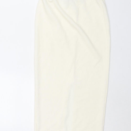 Missguided Womens Ivory Polyester Straight & Pencil Skirt Size 10 - Front Slit