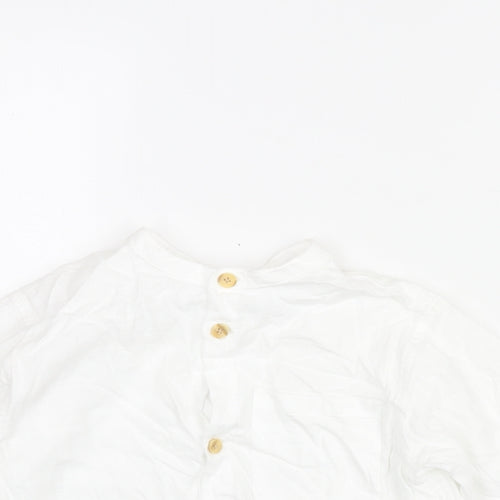 Zara Boys White Cotton Basic Button-Up Size 5-6 Years Round Neck Button