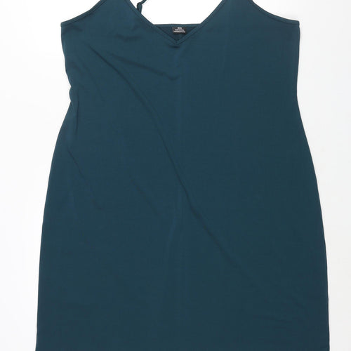 City Chic Womens Blue Polyester Tank Dress Size 18 V-Neck Pullover