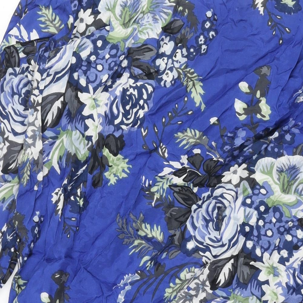 Masai Womens Blue Floral Cotton Shift Size M Square Neck Pullover