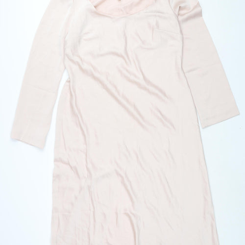H&M Womens Pink Polyester Shift Size L Boat Neck Pullover