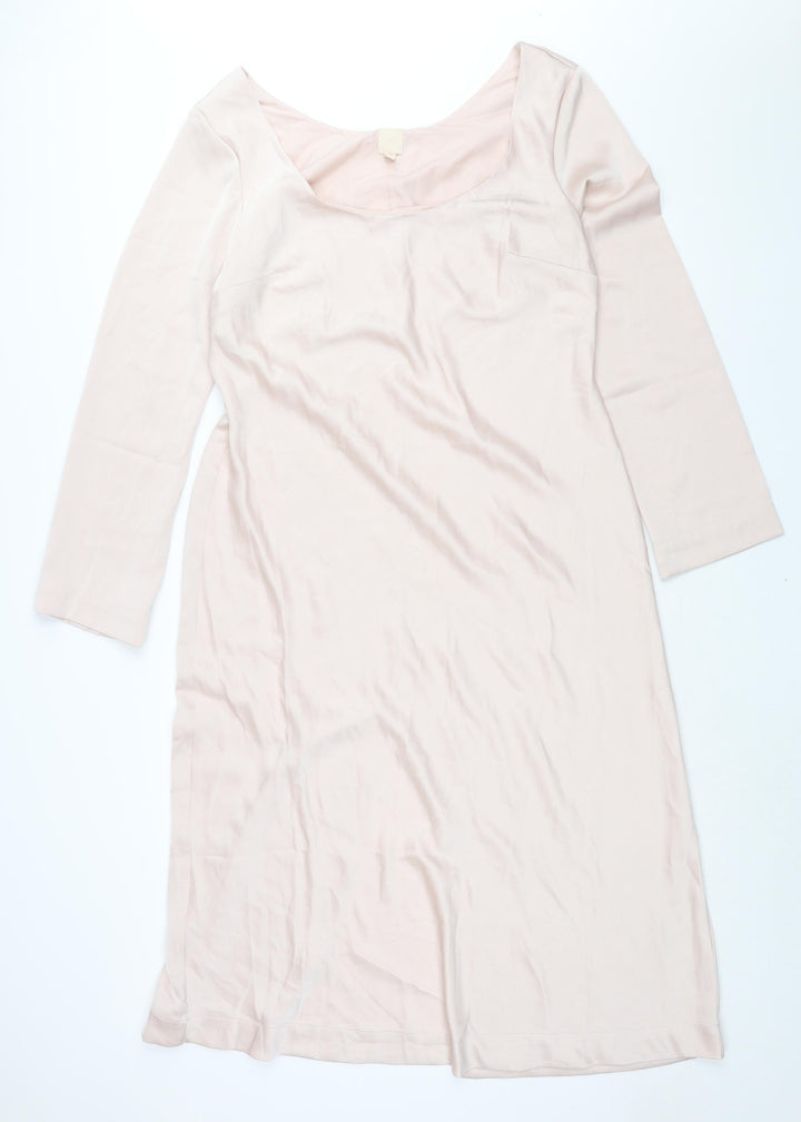 H&M Womens Pink Polyester Shift Size L Boat Neck Pullover