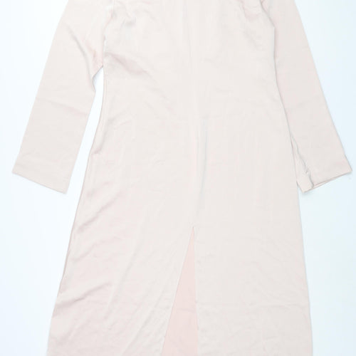 H&M Womens Pink Polyester Shift Size L Boat Neck Pullover
