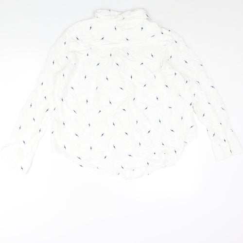 Khost Womens White Geometric Viscose Basic Blouse Size 16 Collared - Lightening Bolt Print