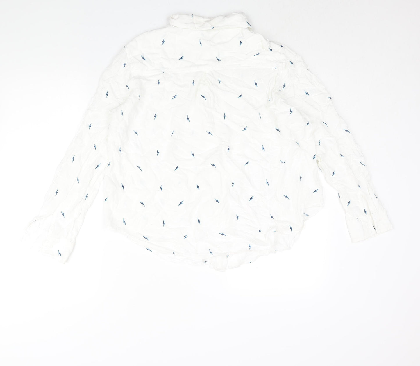 Khost Womens White Geometric Viscose Basic Blouse Size 16 Collared - Lightening Bolt Print