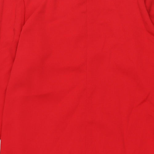 Sosandar Womens Red Polyester Shift Size 14 Round Neck Zip - Bell Sleeve Pockets