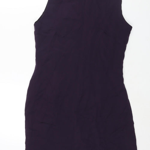 Liz Claiborne Womens Purple Silk Shift Size 10 Round Neck Zip