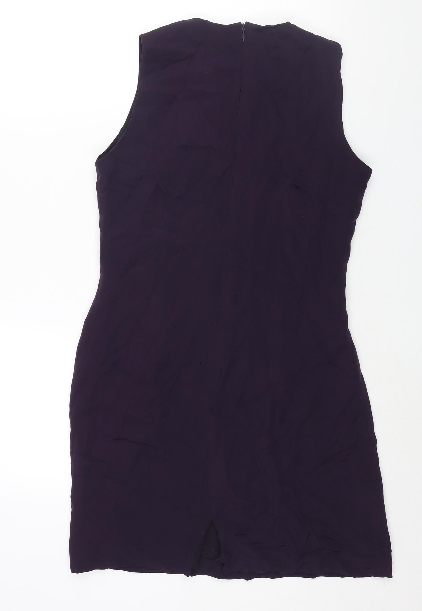 Liz Claiborne Womens Purple Silk Shift Size 10 Round Neck Zip