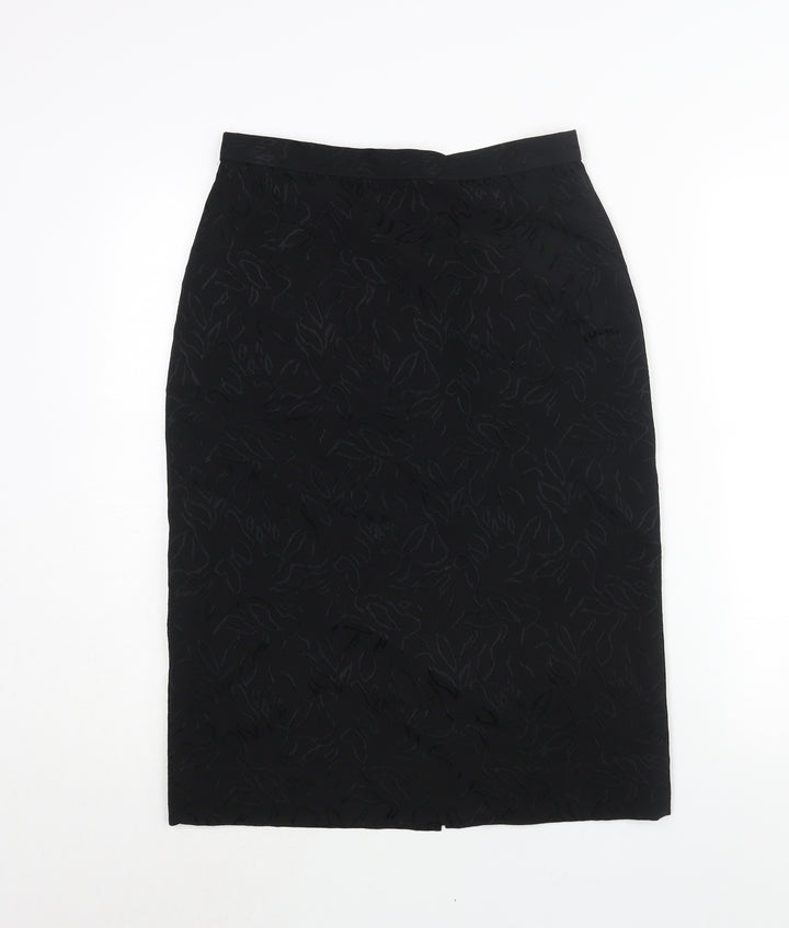 St Michael Womens Black Polyester Straight & Pencil Skirt Size 10 Zip
