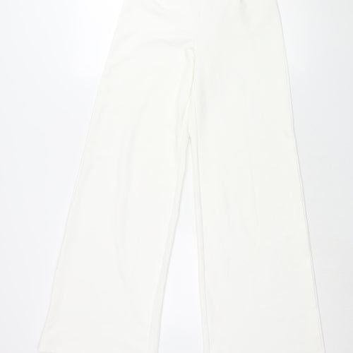 NaaNaa Womens White Polyester Trousers Size 6 L32 in Regular Zip