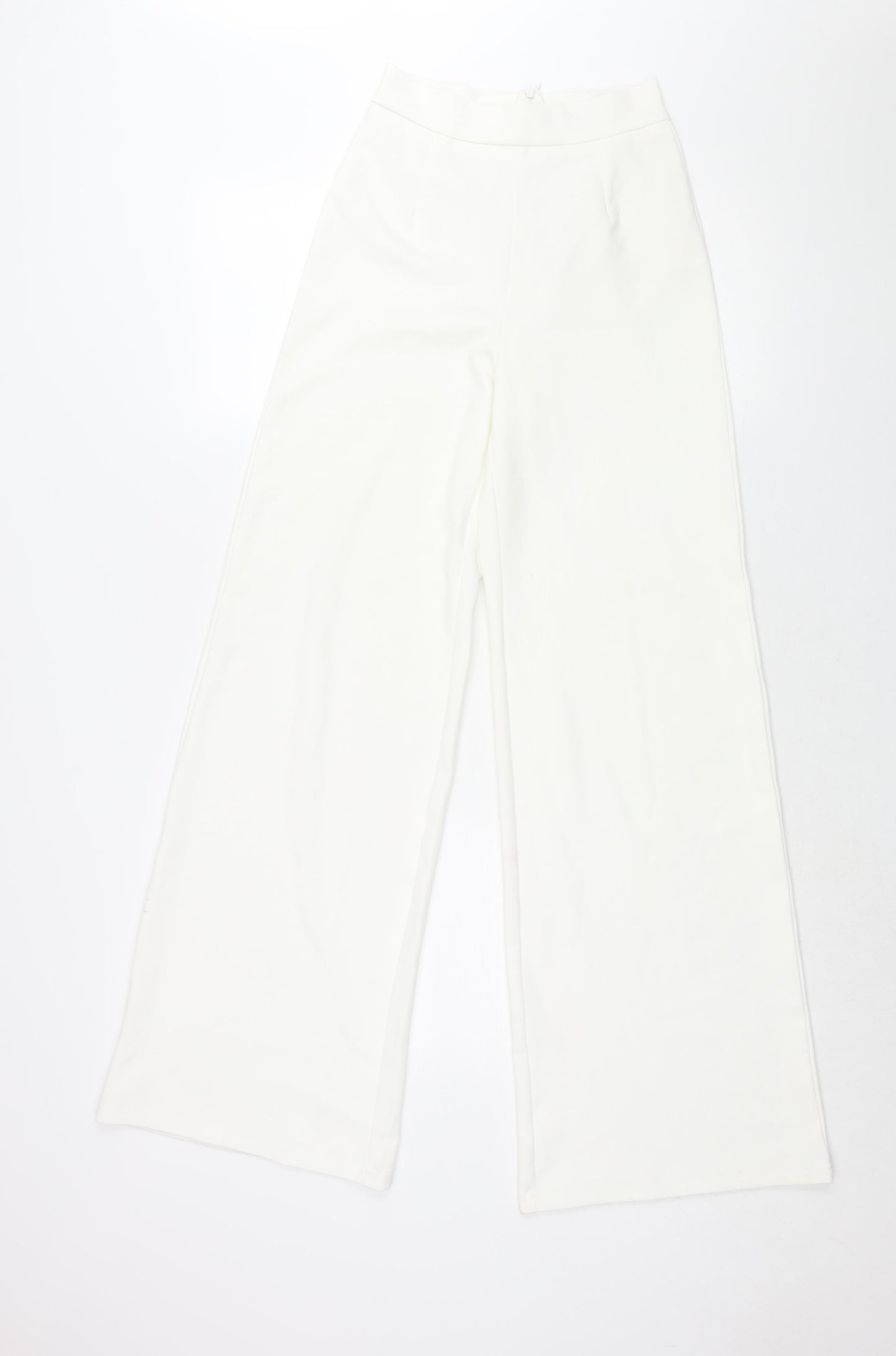 NaaNaa Womens White Polyester Trousers Size 6 L32 in Regular Zip