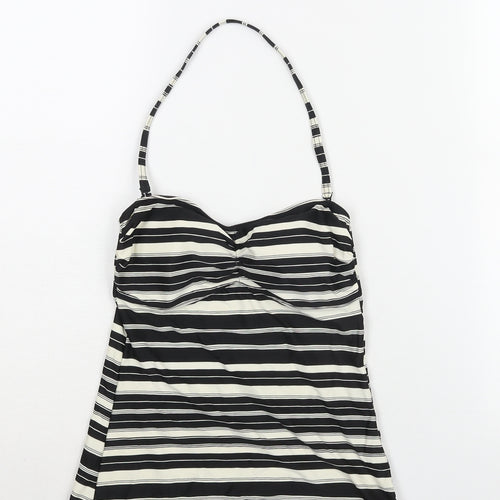 Marks and Spencer Womens Black Striped Polyamide Top Size 10 - Padded