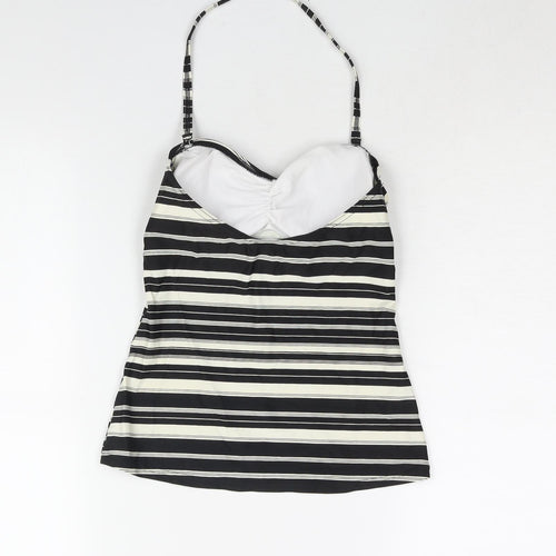 Marks and Spencer Womens Black Striped Polyamide Top Size 10 - Padded