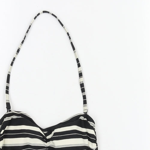 Marks and Spencer Womens Black Striped Polyamide Top Size 10 - Padded