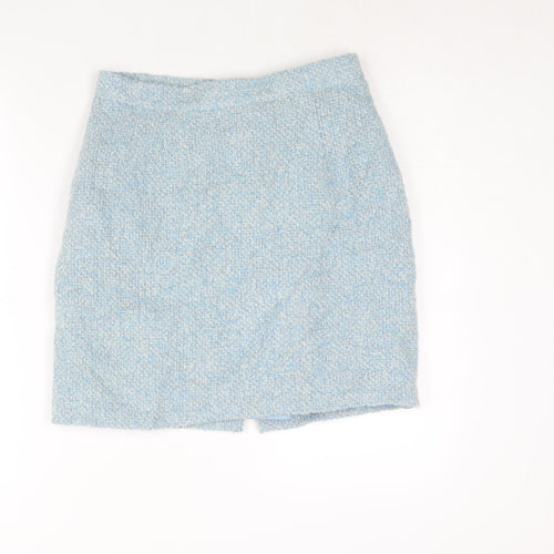 Etam Womens Blue Wool Straight & Pencil Skirt Size 14 Zip