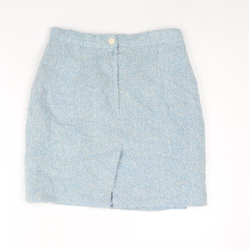 Etam Womens Blue Wool Straight & Pencil Skirt Size 14 Zip