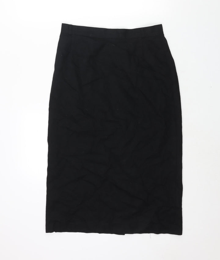Made in Italy Womens Black Wool Straight & Pencil Skirt Size 30 in Zip