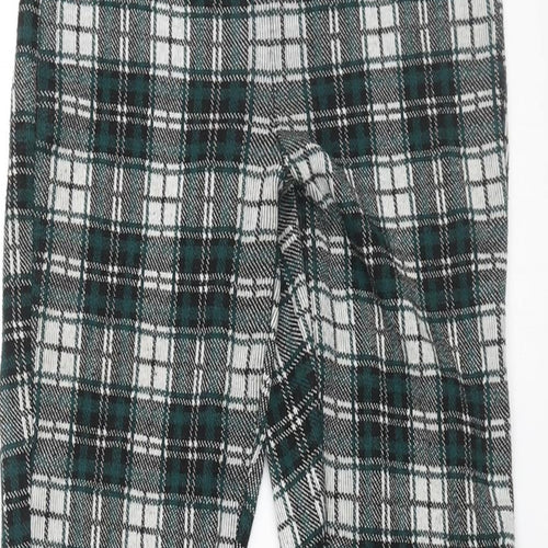 Stradivarius Womens Green Check Polyester Trousers Size S L34 in Regular - Elasticated Waist