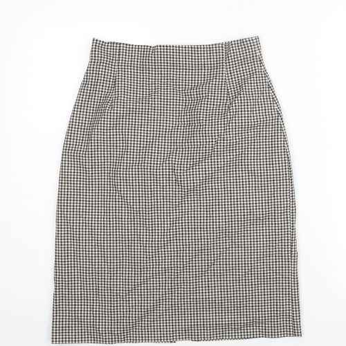 Artigiano Womens Beige Check Polyester Straight & Pencil Skirt Size 10 Zip