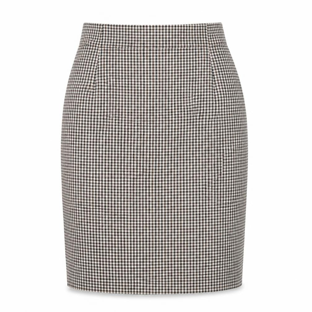 Artigiano Womens Beige Check Polyester Straight & Pencil Skirt Size 10 Zip