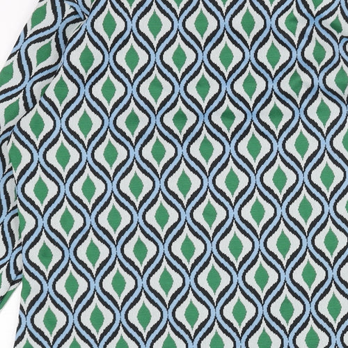 Zara Womens Green Geometric Polyamide Mini Size L Round Neck Pullover