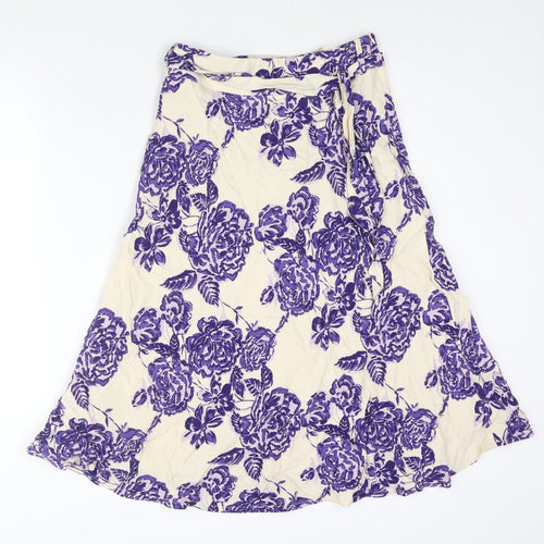 Alex & Co. Womens Purple Floral Viscose A-Line Skirt Size 10 Zip - Belted