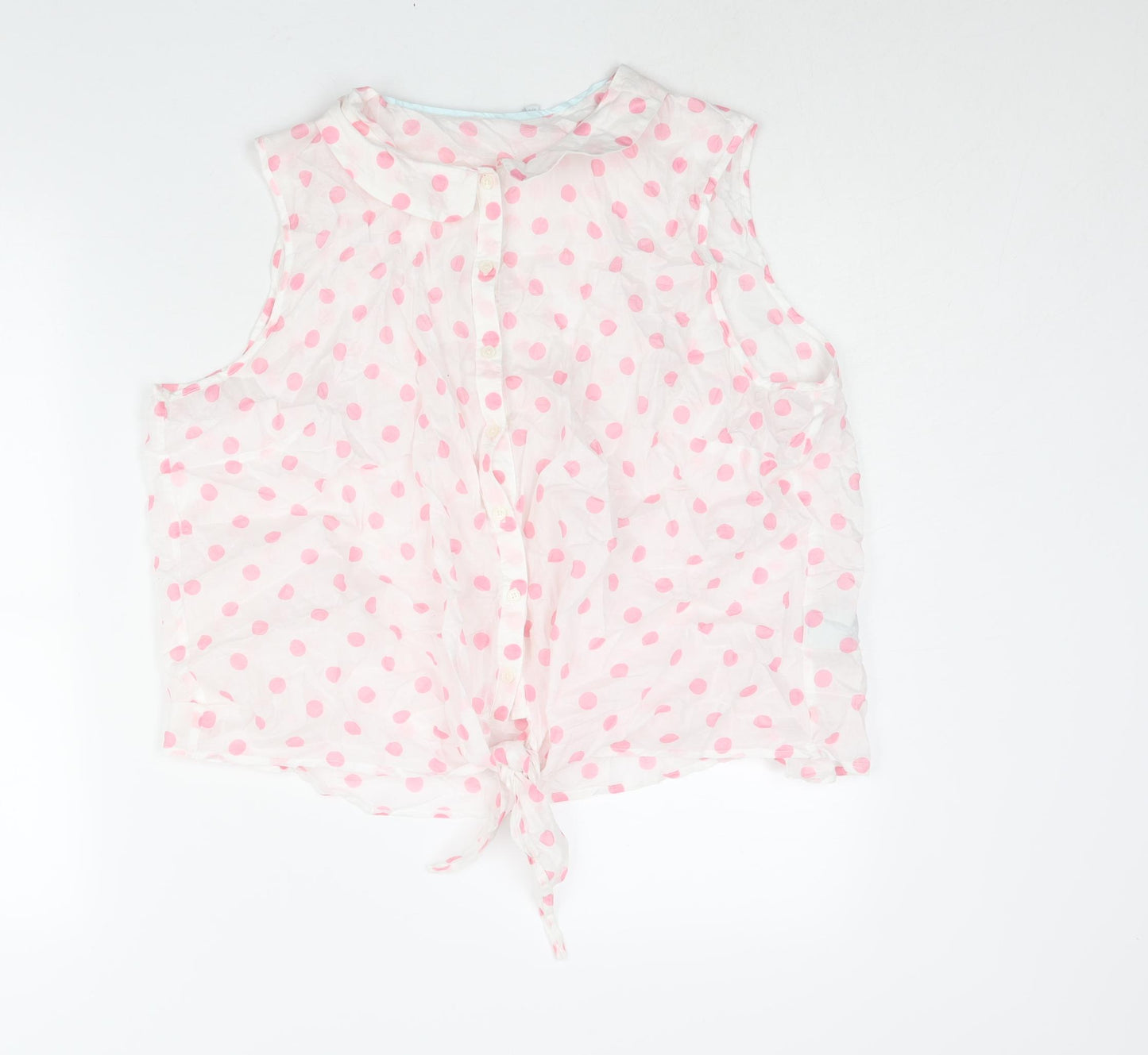 Boden Womens White Polka Dot Cotton Basic Blouse Size 22 Collared - Tie Detail