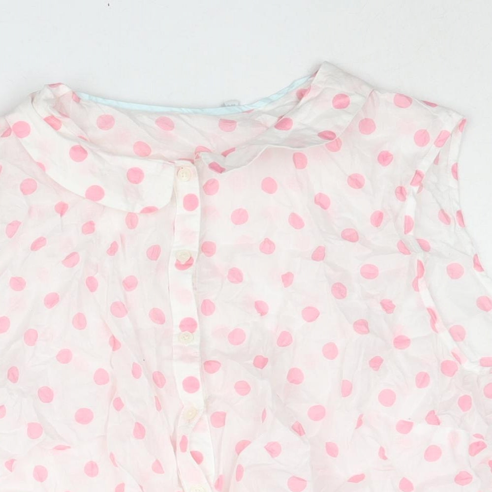 Boden Womens White Polka Dot Cotton Basic Blouse Size 22 Collared - Tie Detail