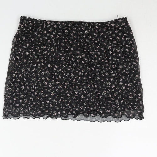 Divided by H&M Womens Black Floral Polyester Mini Skirt Size S