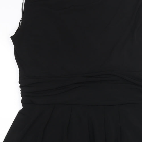 Wallis Womens Black Polyester Fit & Flare Size 14 V-Neck Pullover - Rhinestone Detail