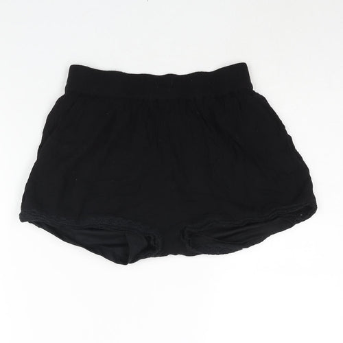 Select Womens Black Viscose Basic Shorts Size 8 Regular Pull On - Lace Trim