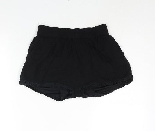 Select Womens Black Viscose Basic Shorts Size 8 Regular Pull On - Lace Trim