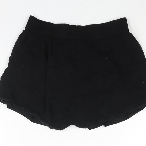 Select Womens Black Viscose Basic Shorts Size 8 Regular Pull On - Lace Trim