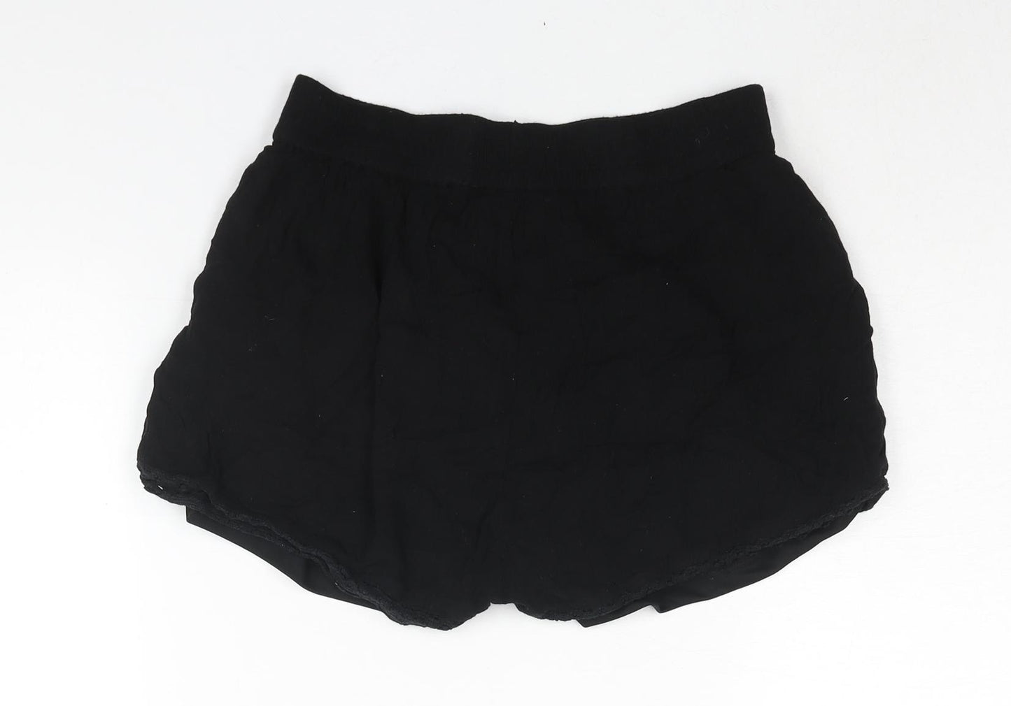 Select Womens Black Viscose Basic Shorts Size 8 Regular Pull On - Lace Trim