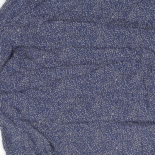 H&M Womens Blue Geometric Viscose Basic Blouse Size 8 Boat Neck