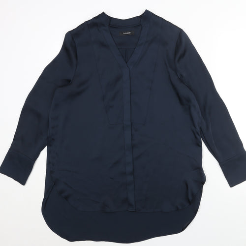 Autograph Womens Blue Polyester Tunic Button-Up Size 12 V-Neck